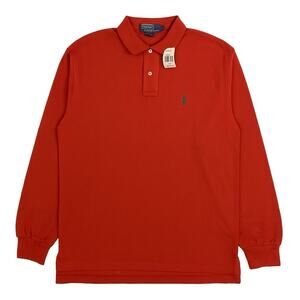 NWT Polo Ralph Lauren Men’s Medium Long Sleeve Polo Shirt Tomato Red Preppy NOS